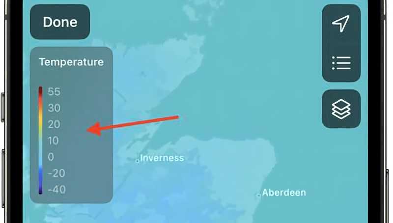 Application météo sur iOS 15: à quoi correspond les barres de températures 3 Barre Couleur Application Meteo Iphone