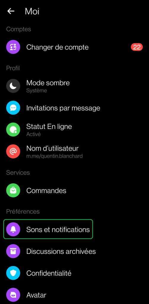 Modifier Son Alertes Messages Facebook Messenger (2)