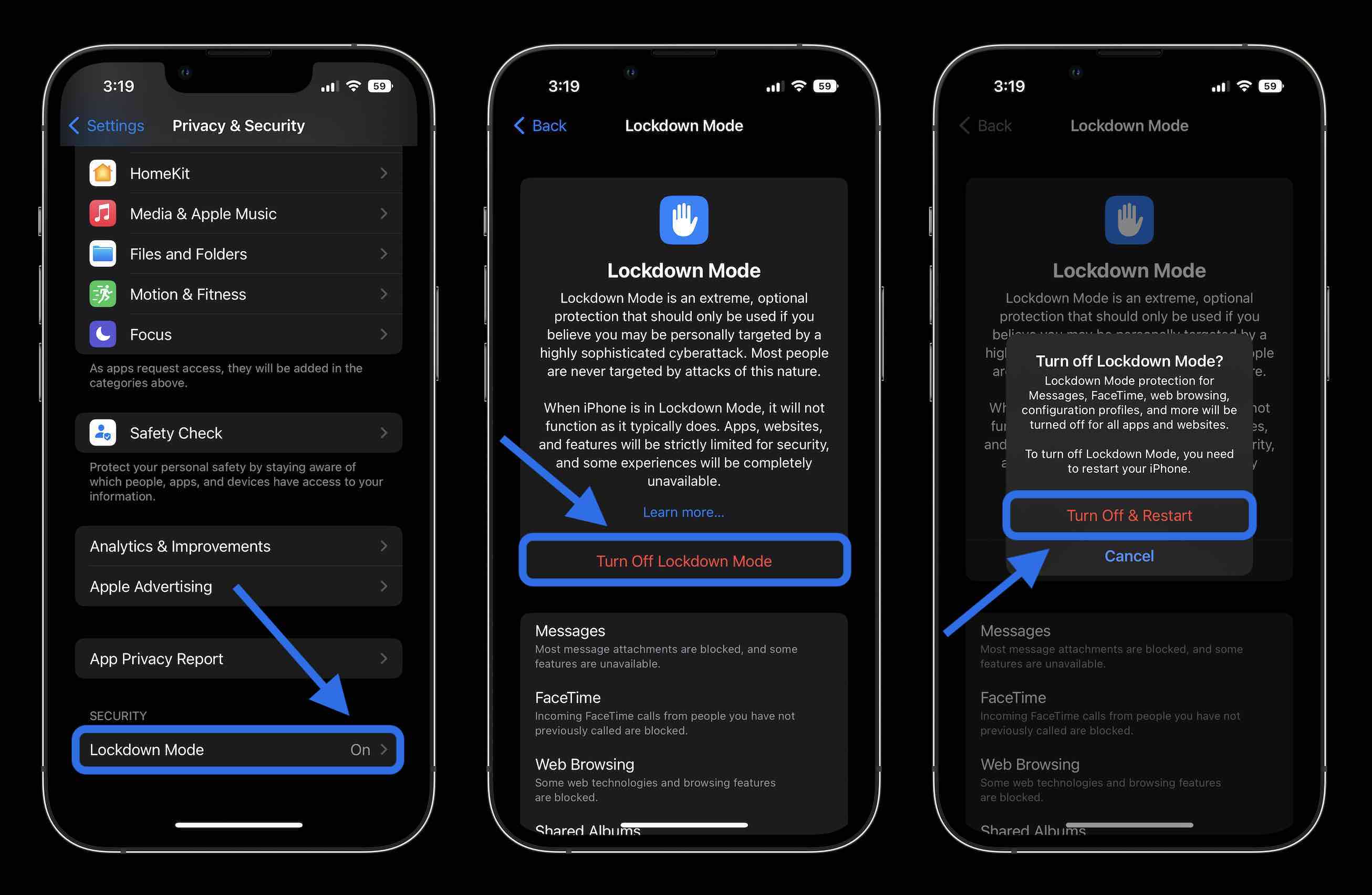 activer/désactiver le mode de verrouillage iOS 16 2