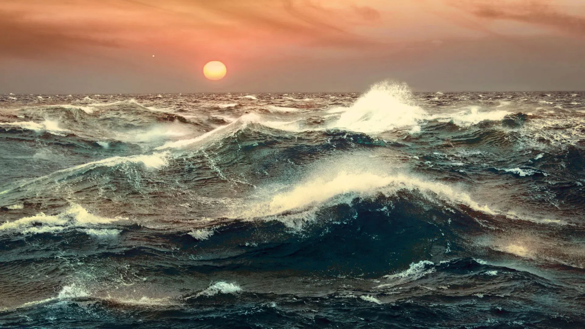Vue d'artiste de la surface de TOI – 1452 b, qui pourrait être un monde océanique, c'est-à-dire une planète entièrement recouverte d'une épaisse couche d'eau liquide / Crédit : Benoit Gougeon, Université de Montréal.