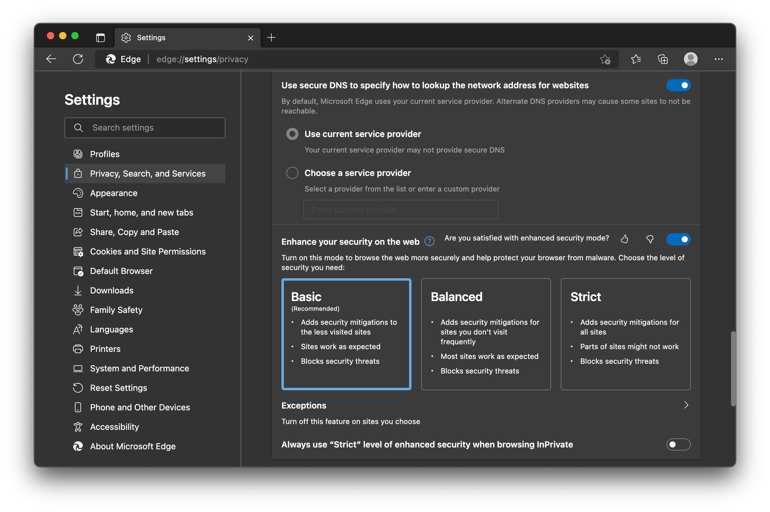 La dernière mise à jour de Microsoft Edge est livrée avec un nouveau mode de sécurité amélioré La dernière mise à jour de Microsoft Edge est livrée avec un nouveau mode de sécurité amélioré