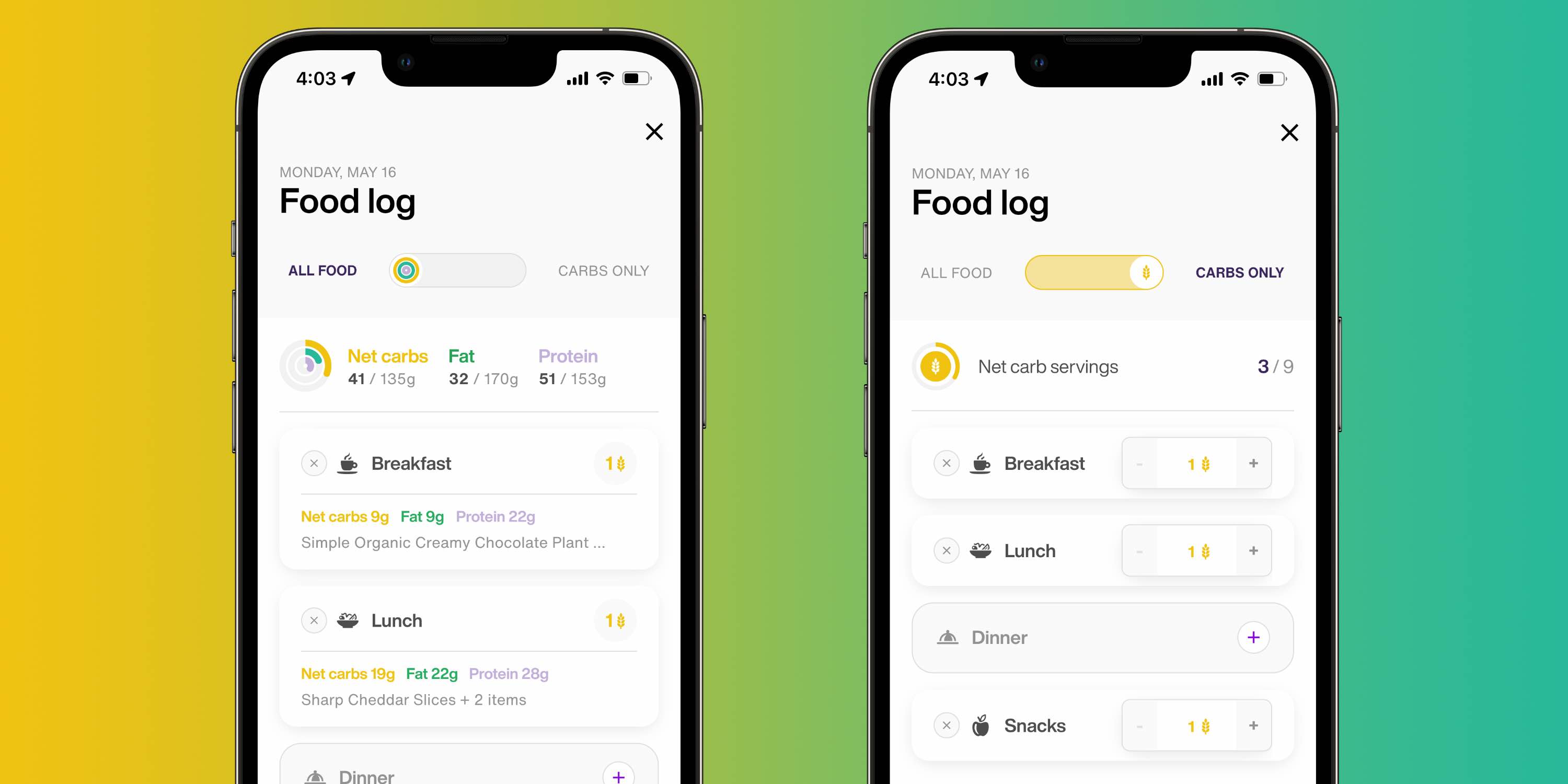 L'application d'analyseur métabolique Lumen obtient un widget Macro pour suivre la nutrition et voir l'impact en temps réel Macro tracker d'analyseur métabolique Lumen
