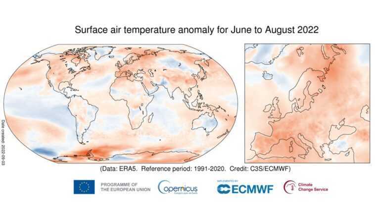 L'été 2022 est le plus chaud de l'histoire de l'Europe : 1,34°C de plus que la moyenne 1 L'été 2022 Est Le Plus Chaud De L'histoire De L'europe