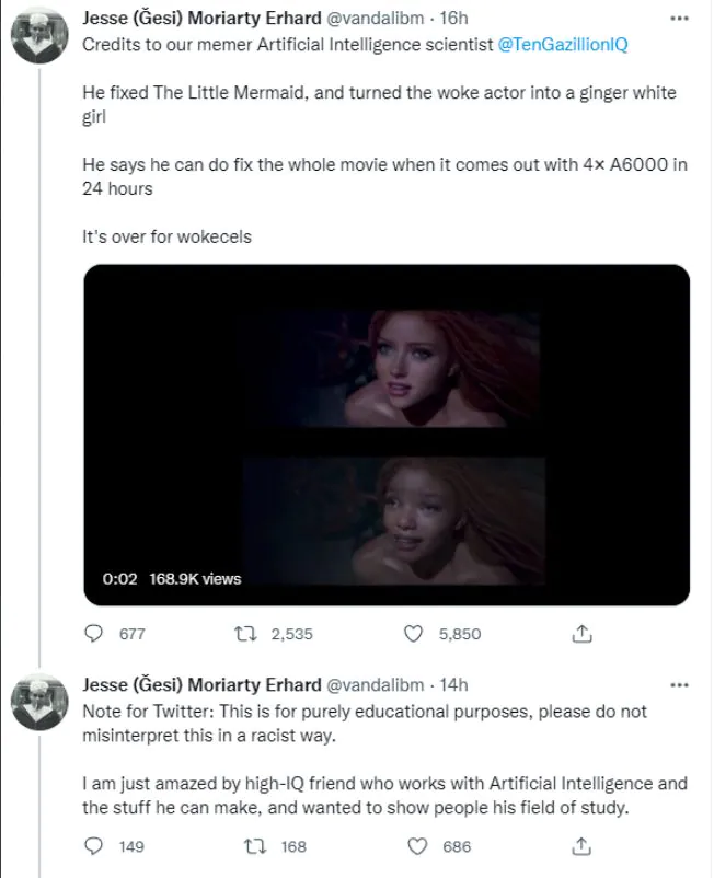 Twitter a banni un utilisateur qui a rendu la nouvelle Petite Sirène blanche 2 1663243782 82 Twitter a banni un utilisateur qui a rendu la nouvelle