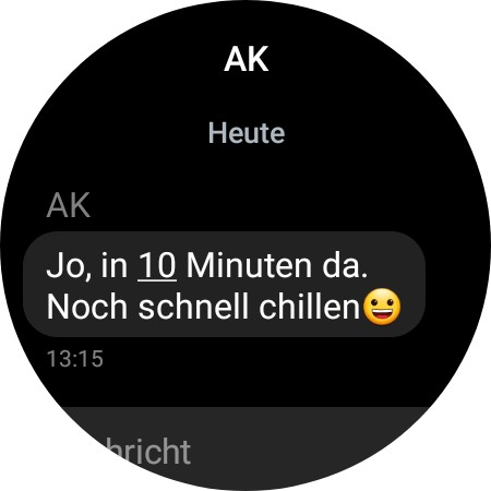 WhatsApp avec WearOS : comment rédiger des messages et passer des appels 3 Lisez vite le message sur la smartwatch : C'est pratique. (Capture d'écran)