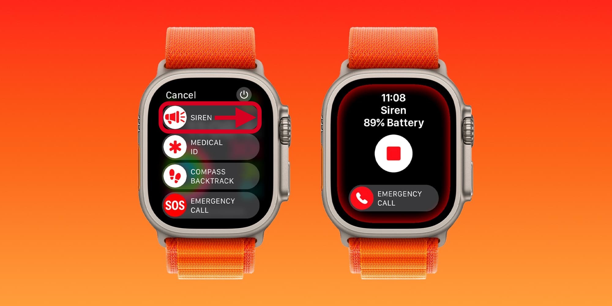 Comment utiliser Apple Watch Ultra sirène 2