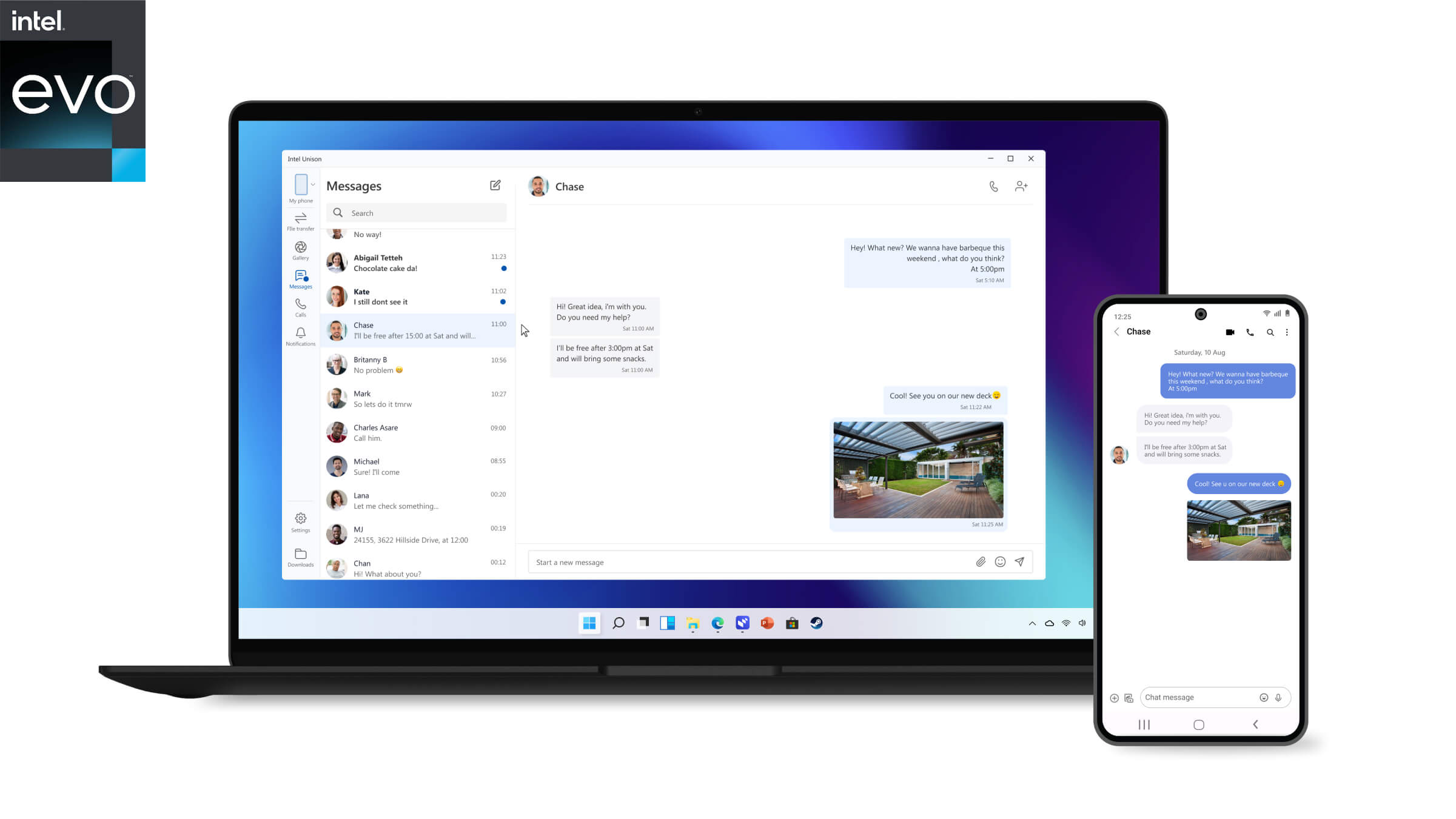 Intel Unison : l'engagement d'Intel pour rapprocher le PC des smartphones 3 Messages avec Intel Unison