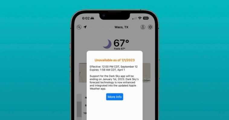 Apple avertit maintenant Dark Sky pour les utilisateurs d'iOS de l'arrêt à venir 1 Apple avertit maintenant Dark Sky pour les utilisateurs d'iOS de l'arrêt à venir