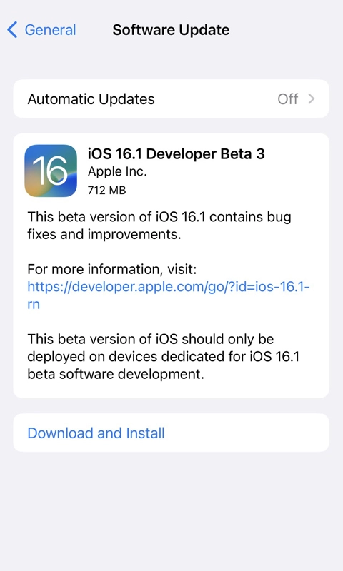Apple publie la mise à jour iOS 16.1 Beta 3 pour les développeurs 2 Mise à jour iOS 16.1 bêta 3