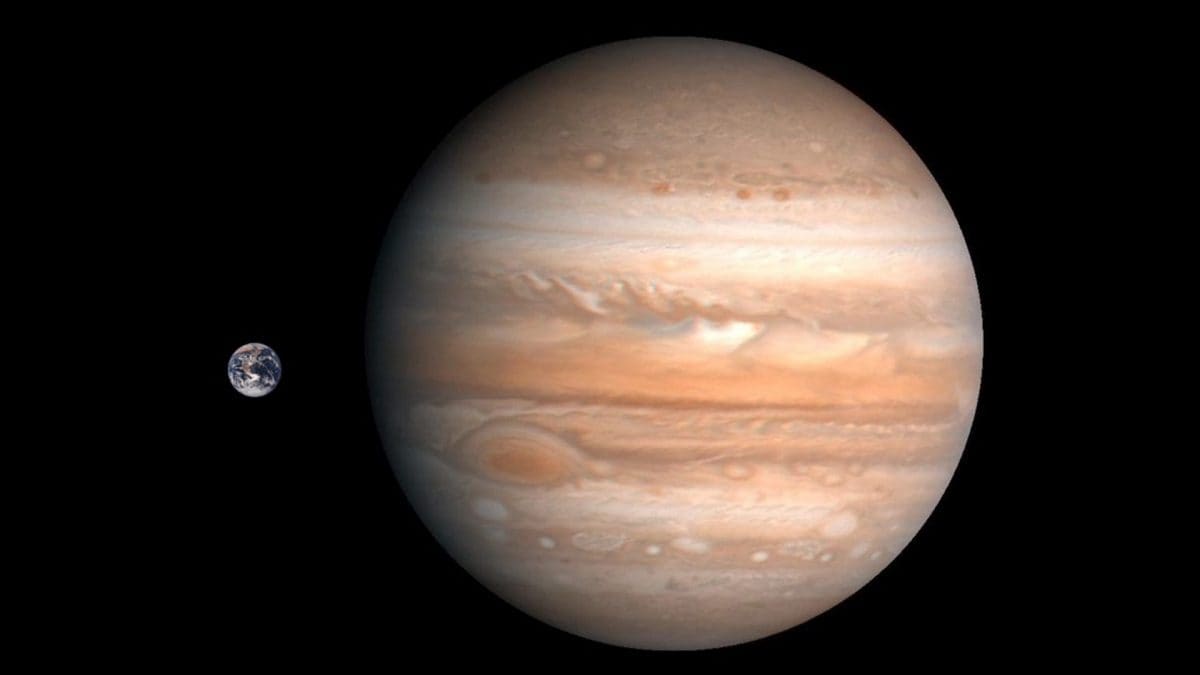 La Terre serait encore plus habitable si Jupiter avait une orbite légèrement différente 2 La taille de la Terre et de Jupiter comparée. Crédit : NASA