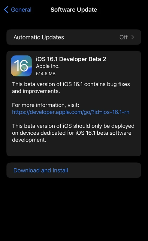 La mise à jour iOS 16.1 Beta 2 est désormais disponible pour les développeurs 2 Mise à jour iOS 16.1 bêta 2