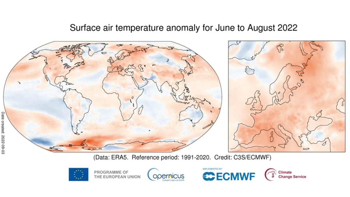 L'été 2022 est le plus chaud de l'histoire de l'Europe : 1,34°C de plus que la moyenne 2 1 crédit