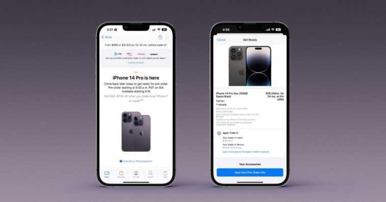 Vous pouvez préparer votre précommande iPhone 14 dans l'application Apple Store dès maintenant 1 Vous pouvez préparer votre précommande iPhone 14 dans l'application Apple Store dès maintenant
