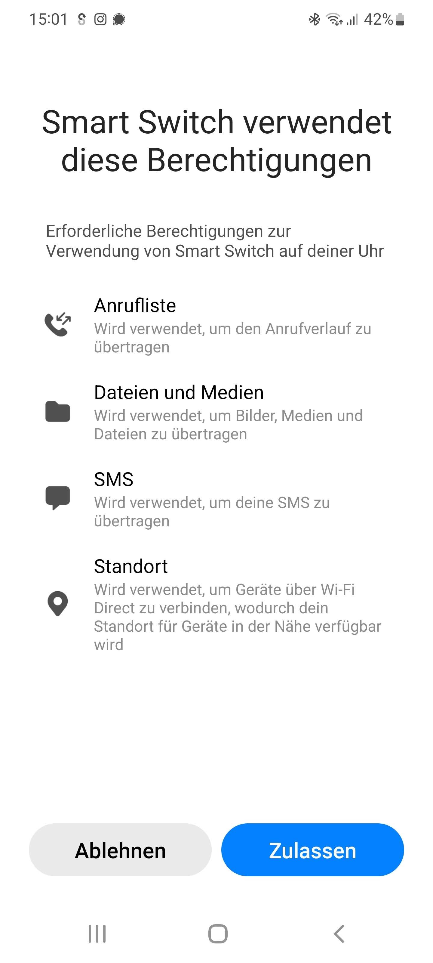 Galaxy Watch : comment transférer des données d'une ancienne vers une nouvelle smartwatch 4 Si nécessaire, donnez votre accord pour que les données puissent être sauvegardées. (Capture d'écran)