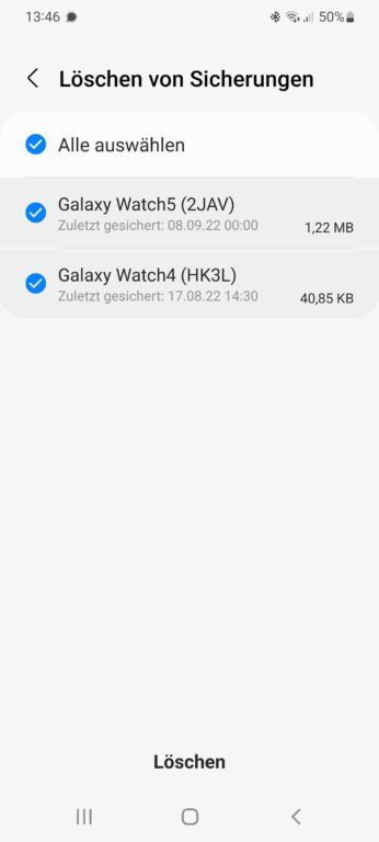 Galaxy Watch : comment transférer des données d'une ancienne vers une nouvelle smartwatch 8 Vous pouvez enregistrer plusieurs sauvegardes, mais comme vous pouvez le voir, les sauvegardes sont très petites et ne contiennent que quelques informations de base. (Capture d'écran)