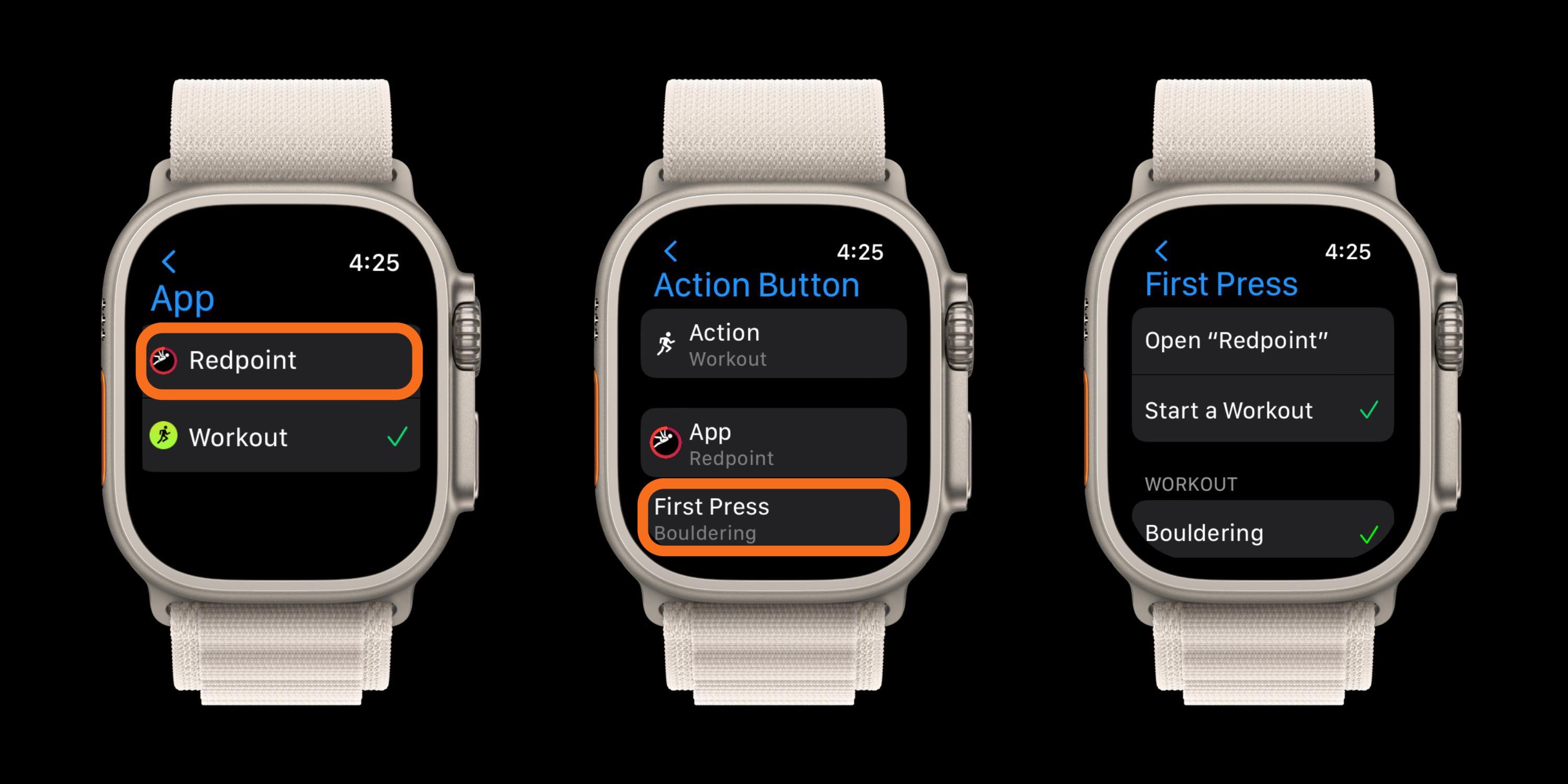 Comment utiliser le bouton Apple Watch Ultra Action avec des applications tierces Applications tierces du bouton Ultra Action 2