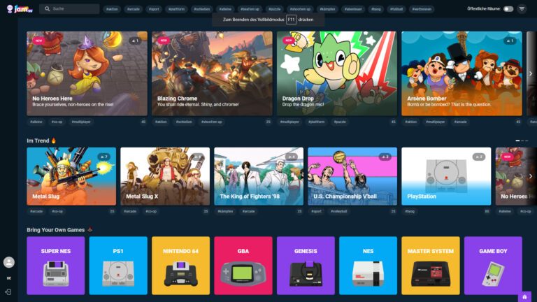 Jam.gg : émulateur en ligne testé avec des jeux gratuits 5 Interface utilisateur Jam.gg