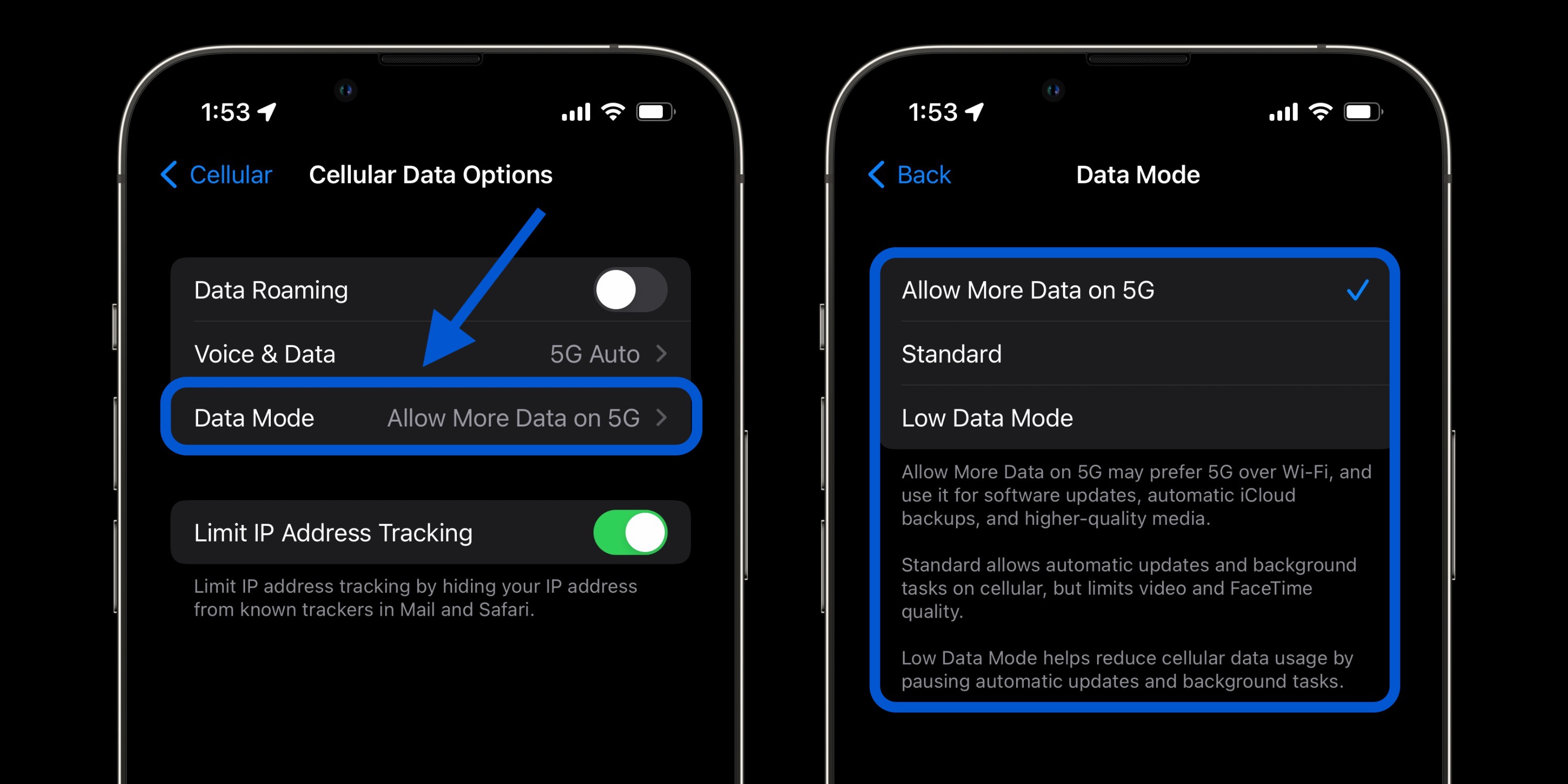 Activer/désactiver la 5G sur l'iPhone 2