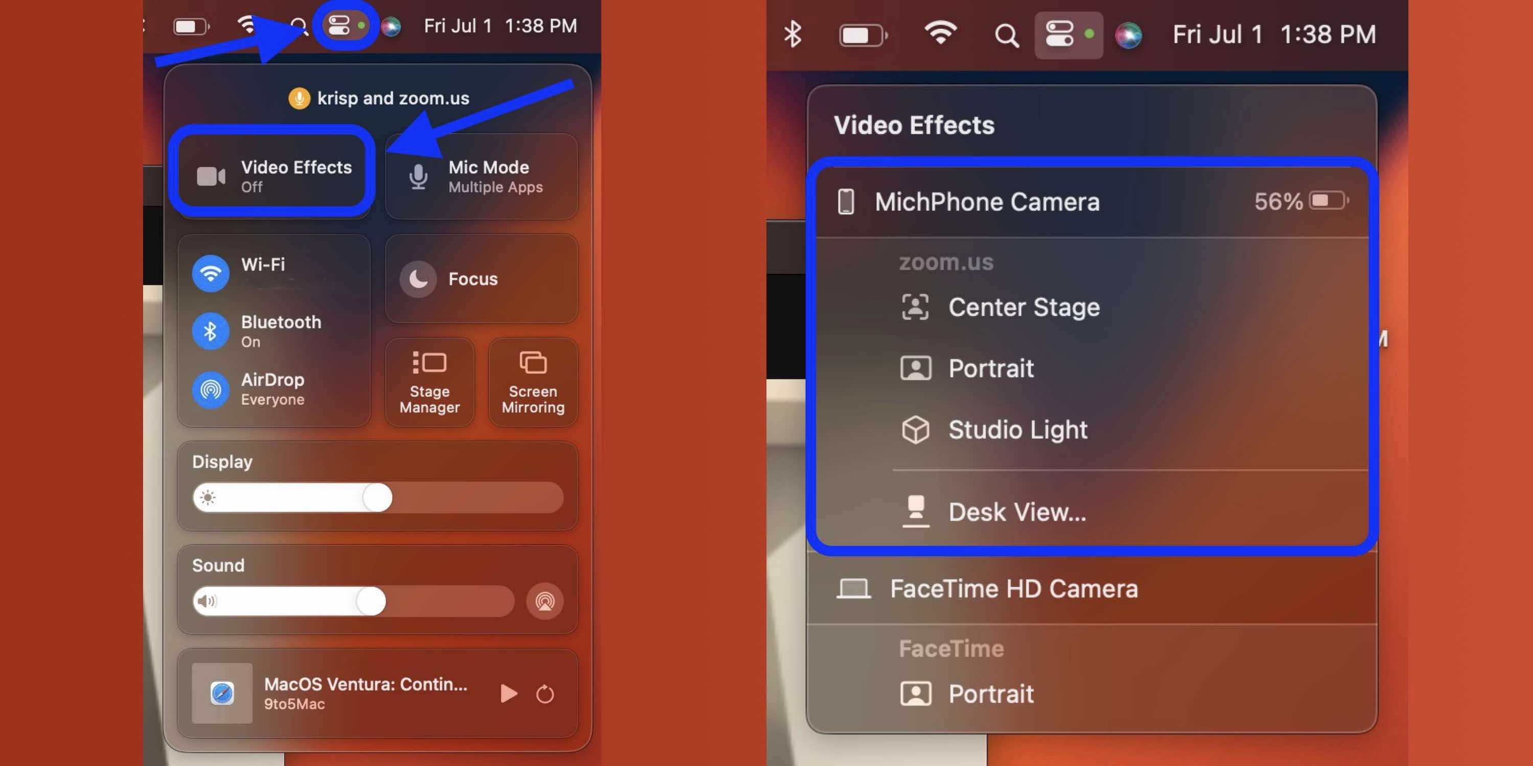 iPhone comme webcam Mac Caméra de continuité 3