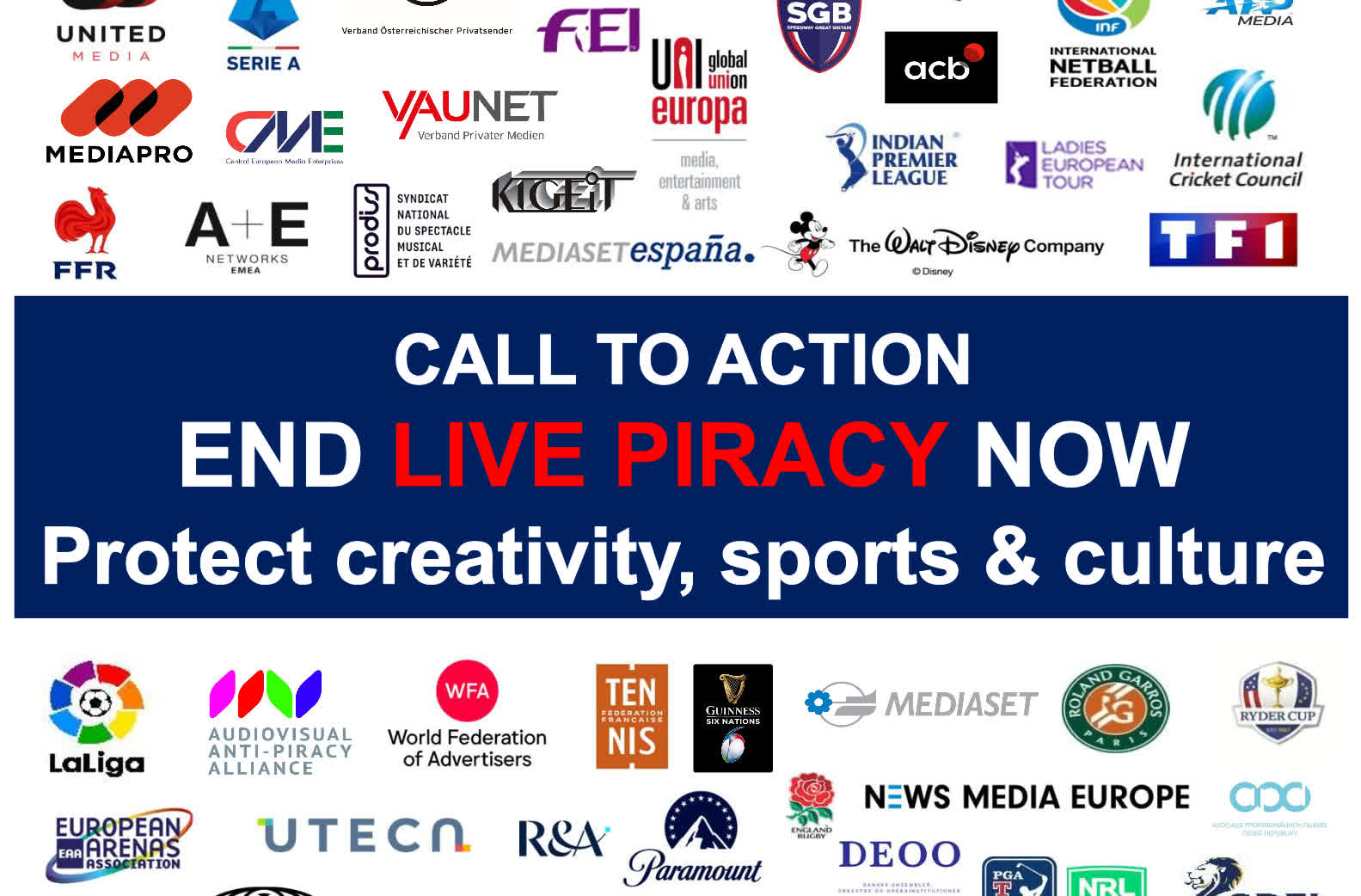 "Mettre fin au piratage en direct maintenant" la campagne exige une action rapide contre le streaming illégal en Europe 2 quotMettre fin au piratage en direct maintenantquot la campagne