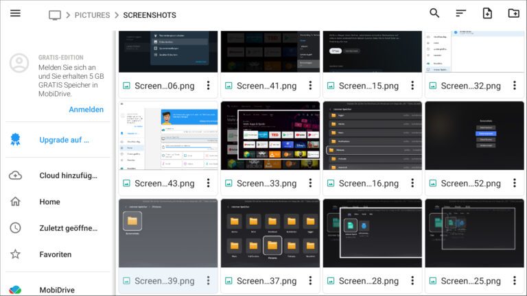 Sélection de fichiers dans File Commander sur un projecteur avec Android TV.