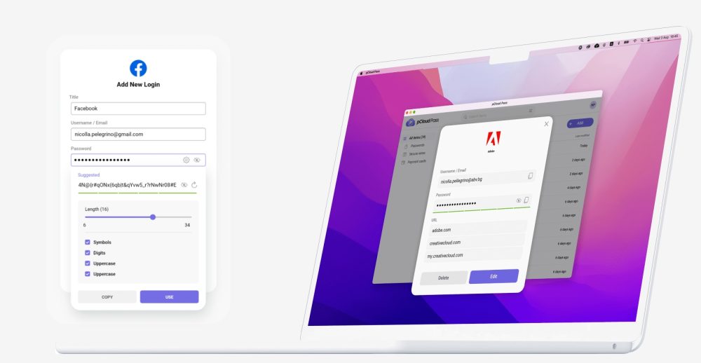 Gestionnaire de mots de passe pCloud pour Mac et iOS