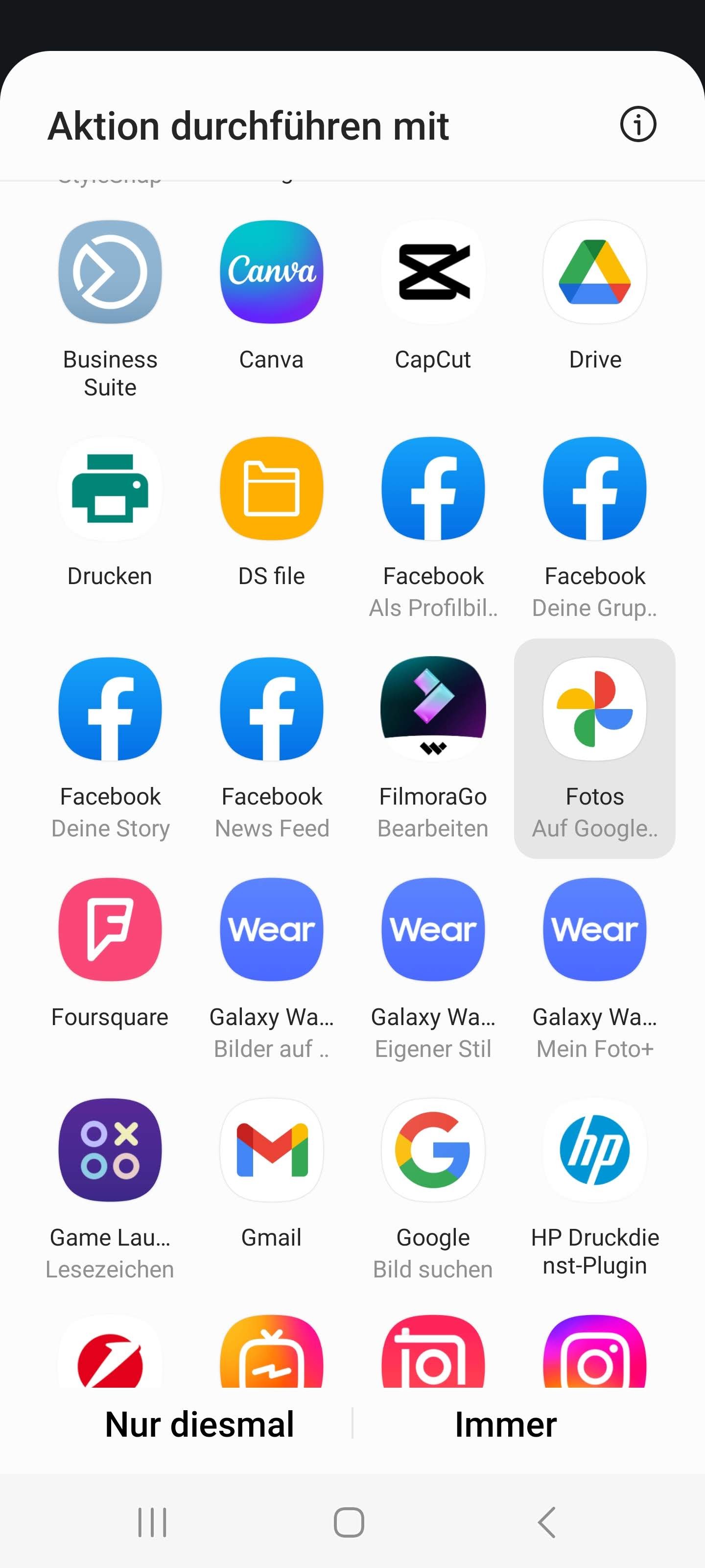 Choisissez une application pour afficher la capture d'écran.  (Capture d'écran)