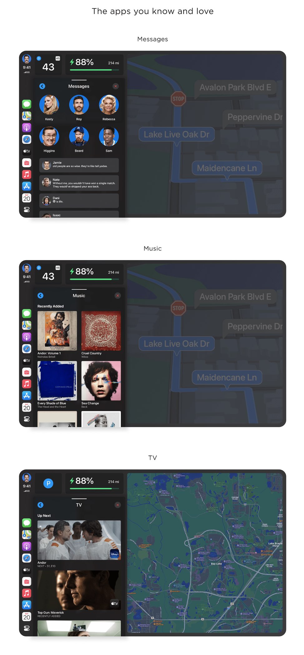 Tesla CarPlay concept shows off a modular UI inspired by Apple's next-gen design 1668541510 70 Le concept Tesla CarPlay presente une interface utilisateur modulaire inspiree