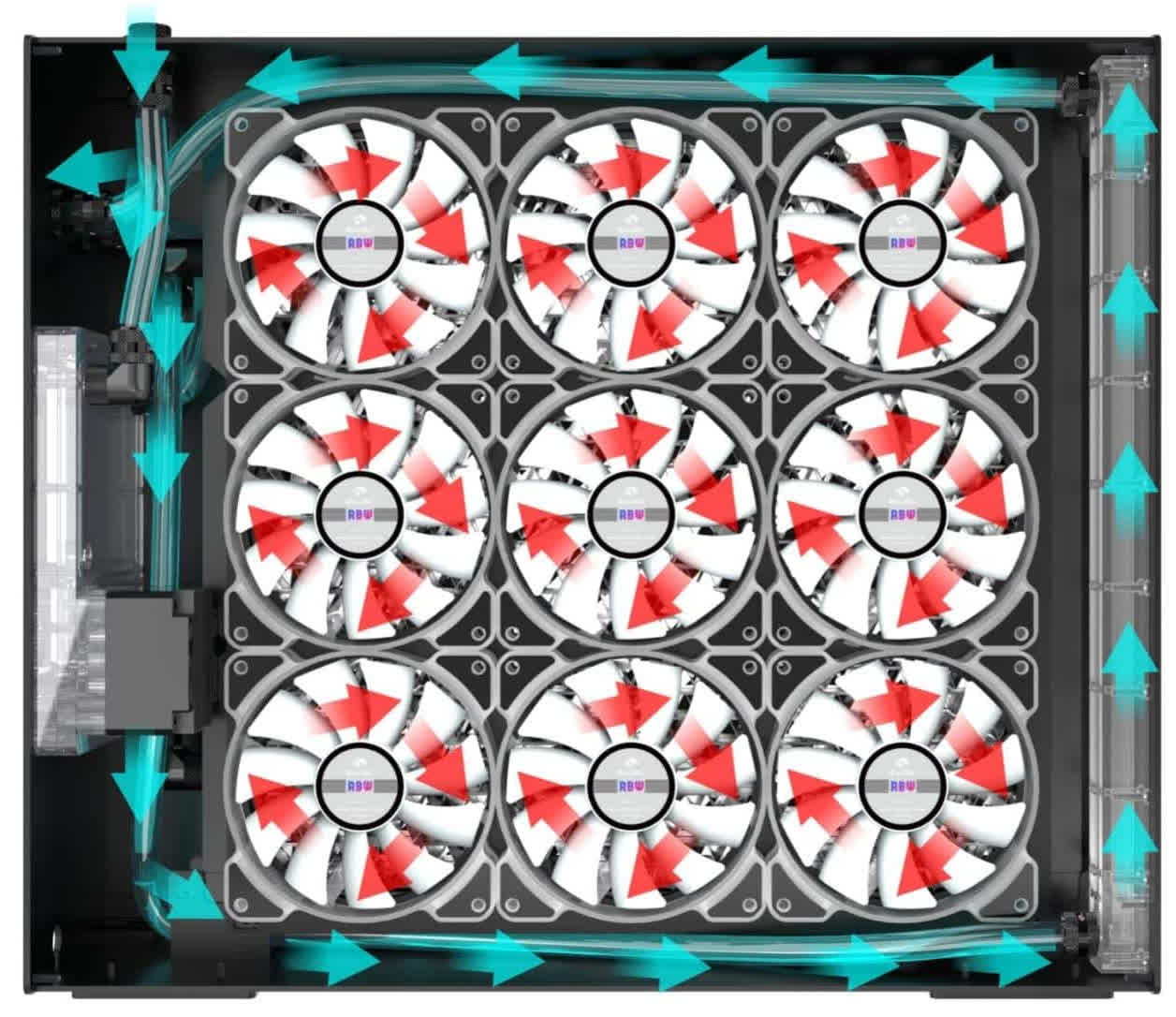 Le refroidisseur de liquide externe de Bykski contient neuf ventilateurs de 120 mm 3 1669402506 277 Le refroidisseur de liquide externe de Bykski contient neuf ventilateurs