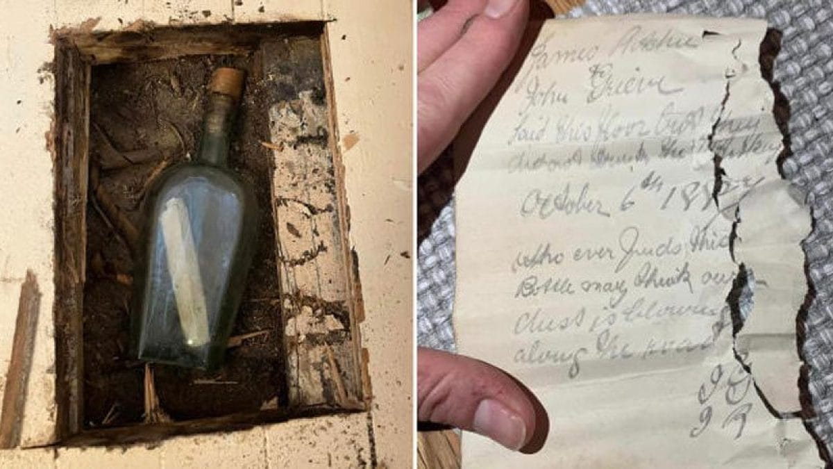 Ce message dans une bouteille est peut-être le plus ancien du monde 2 Le message vieux de 135 ans dans une bouteille découvert sous le plancher d'une maison d'Édimbourg / Eilidh Stimpson