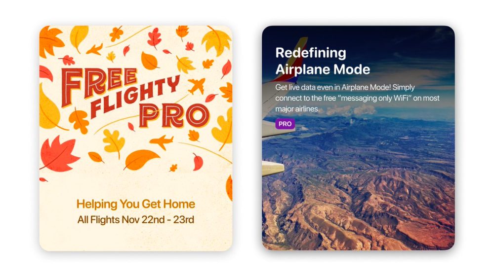 Flighty update brings live flight tracking data to your iPhone, even when you're in Airplane Mode La mise a jour Flighty apporte des donnees de suivi