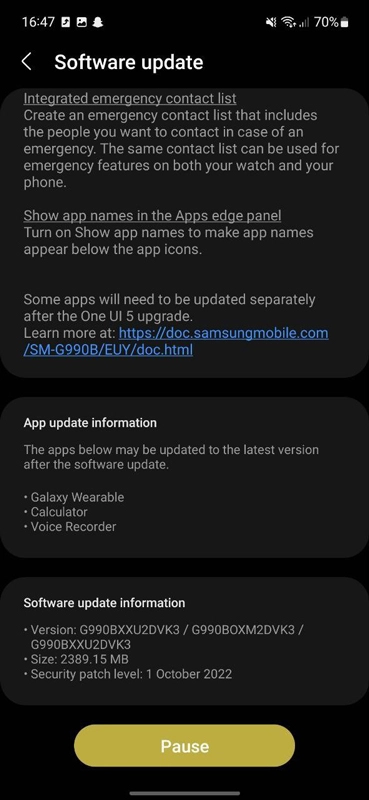 Samsung Galaxy S21 FE reçoit maintenant la mise à jour Android 13 (One UI 5) 2 Mise à jour Samsung Galaxy S21 FE Android 13