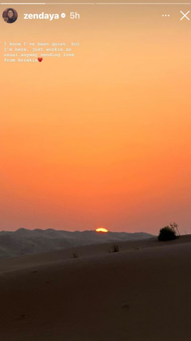 Zendaya travaille déjà sur le tournage de Dune : Partie 2 et n'hésite pas à le partager sur les réseaux sociaux 2 Dune Part 2 tournage en cours Zendaya photo instagram