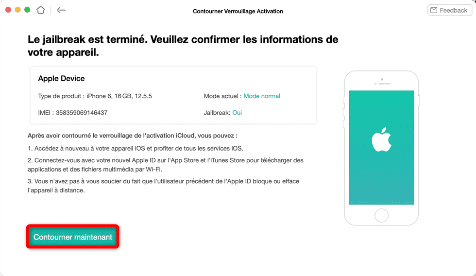 Comment supprimer le compte iCloud sans mot de passe 9 Cliquez sur Contourner maintenant
