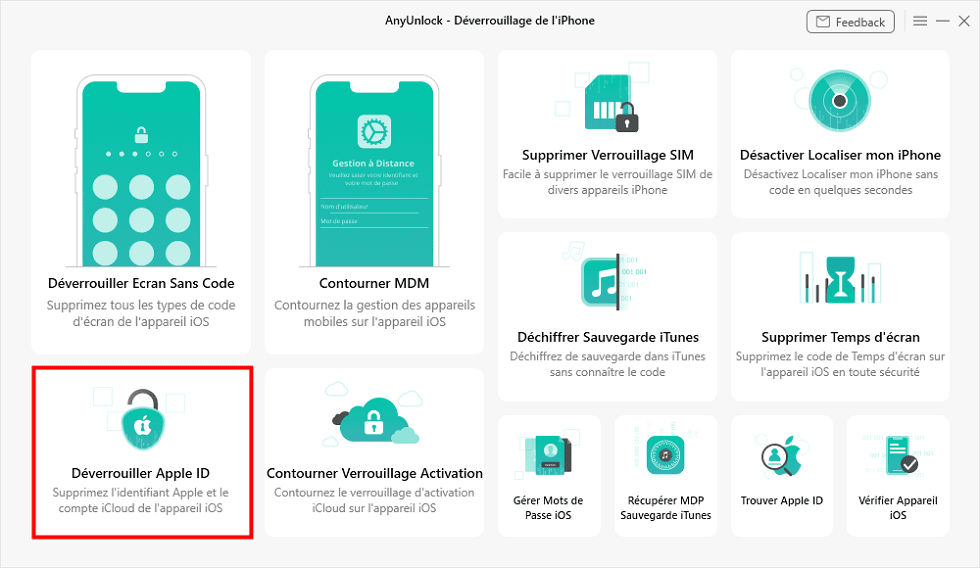Comment supprimer le compte iCloud sans mot de passe 3 Déverrouiller l’identifiant Apple