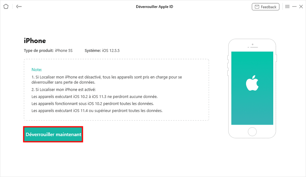 Comment supprimer le compte iCloud sans mot de passe 4 Lancement de l’opération