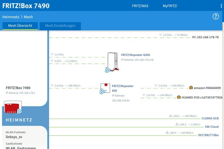 Dans l'aperçu du maillage de l'interface utilisateur, vous pouvez voir quels terminaux sont connectés au répéteur.  Dans ce cas aucun.  (Capture d'écran)
