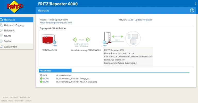 C'était rapide.  Le Fritz Repeater 6000 est connecté au maillage et prêt à l'emploi.  (Capture d'écran)