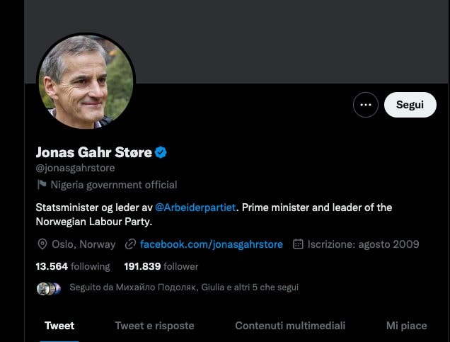 Twitter a (aussi) des problèmes de géographie : les politiciens norvégiens deviennent tous nigérians 2 Gazouillement | Le récit du Premier ministre de Norvège