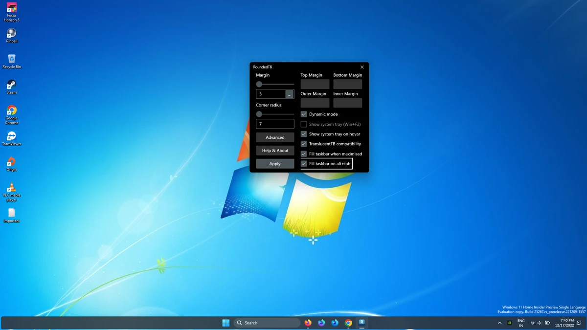 Comment personnaliser la barre des tâches Windows 11 à l'aide de l'application RoundedTB