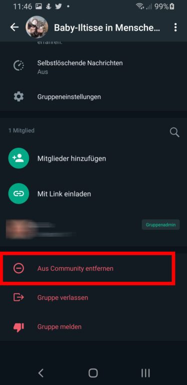 Supprimer le groupe de la communauté WhatsApp