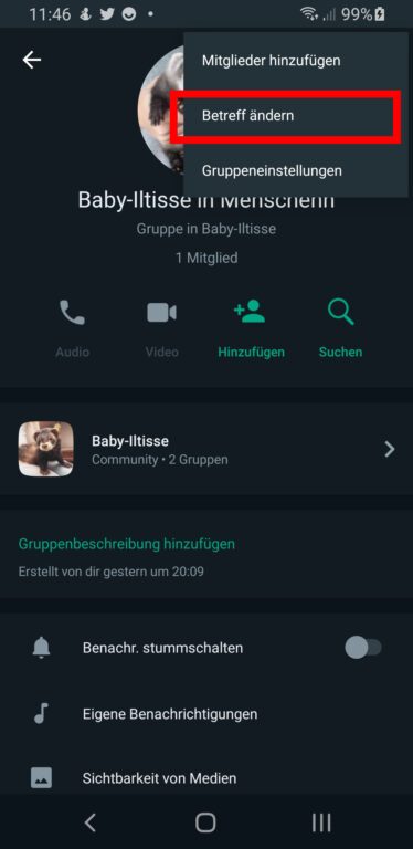 Changer le nom de la communauté WhatsApp
