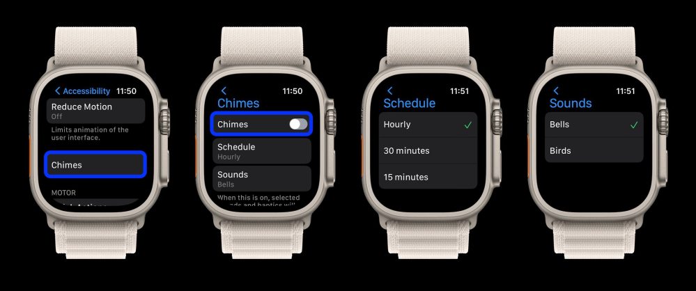 Apple Watch : comment configurer des alertes Taptic Chime toutes les heures Carillons horaires sur Apple Watch 2