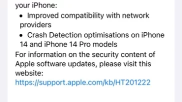 Apple lance iOS 16.1.2 avec l'optimisation de la détection des collisions 25 Mise à jour iOS 16.1.2
