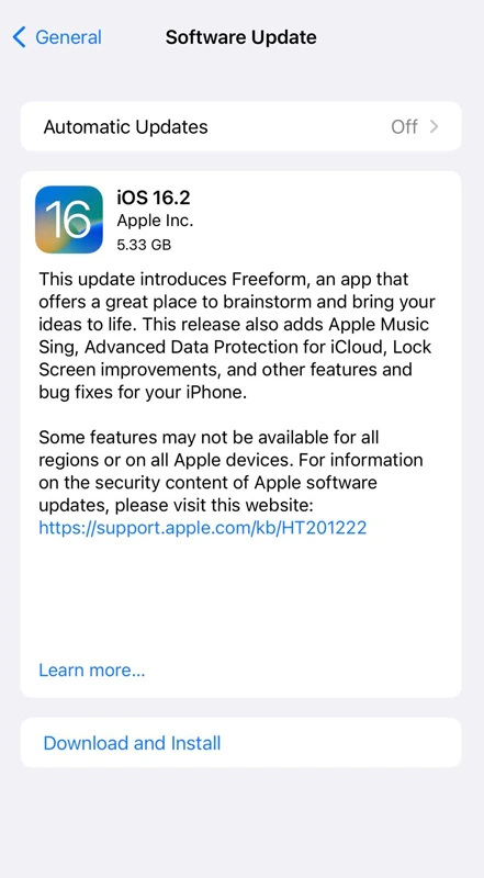 Apple publie iOS 16.2 Release Candidate aux développeurs et aux bêta-testeurs publics 2 Mise à jour de la version candidate d'iOS 16.2