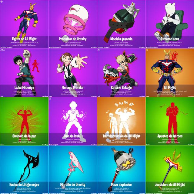 Fortnite x My Hero Academia : nouveaux skins pour Midoriya, Uraraka, Bakugo et All Might, missions et nouvelle arme mythique 2 fortnite mon héros academia skins tout pourrait izuku midoriya ochaco uraraka katsuki bakugo tout pourrait missions arme mythique deku
