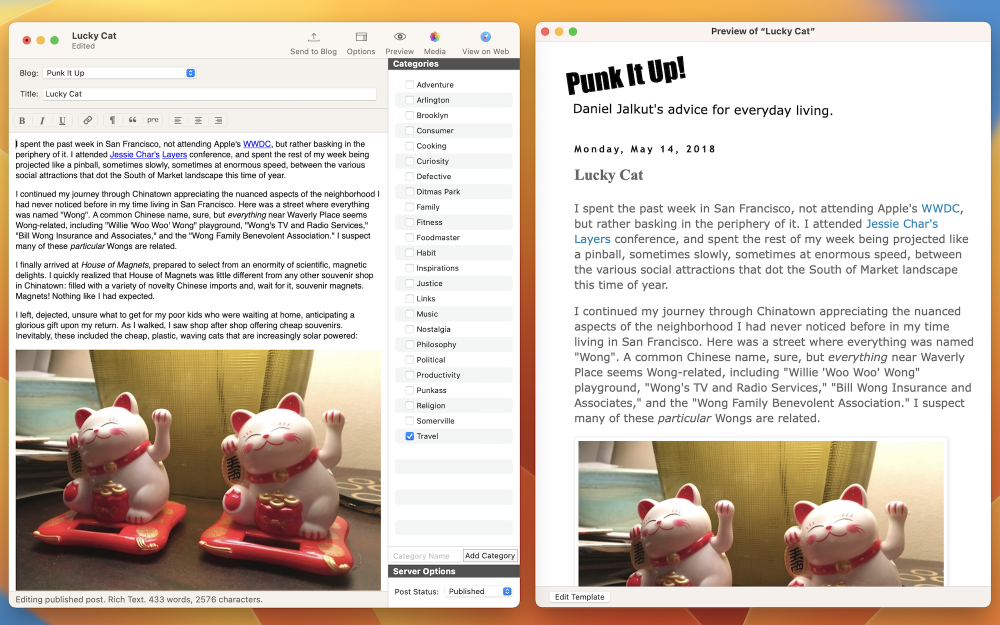MarsEdit 5 lands on the Mac with quick and easy micropost blogging and Markdown highlighting MarsEdit 5 debarque sur Mac avec des micro blogging rapides et