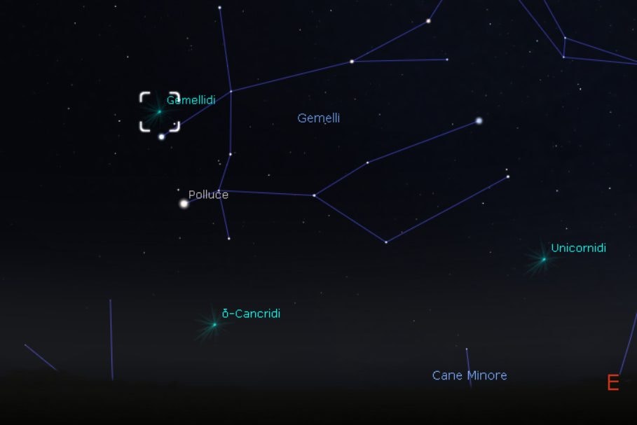 Pluie d'étoiles filantes dans le ciel de décembre : quand voir les Géminides à l'œil nu 3 Géminides. Crédit : Stellarium