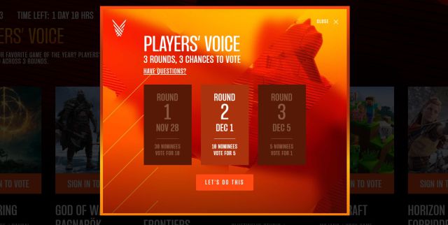 The Game Awards 2022 : comment voter pour le GOTY dans la catégorie Player's Voice 2 The Game Awards 2022, la voix du joueur