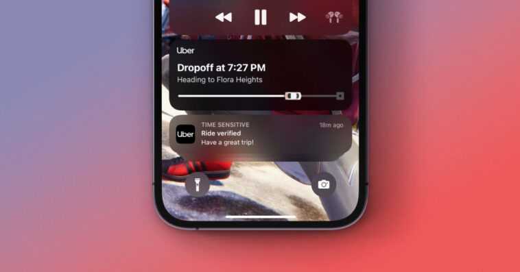Uber et Uber Eats déploient désormais des activités en direct pour l'écran de verrouillage et l'île dynamique de l'iPhone 14 Pro 1 Uber et Uber Eats déploient désormais des activités en direct pour l'écran de verrouillage et l'île dynamique de l'iPhone 14 Pro